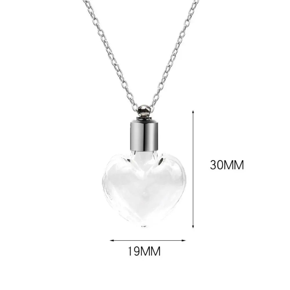 Ashes Holder Glass Bottle Necklace Transparent Glass with Chain Perfume Vial Pendant Fillable Keepsake Memorial Necklace