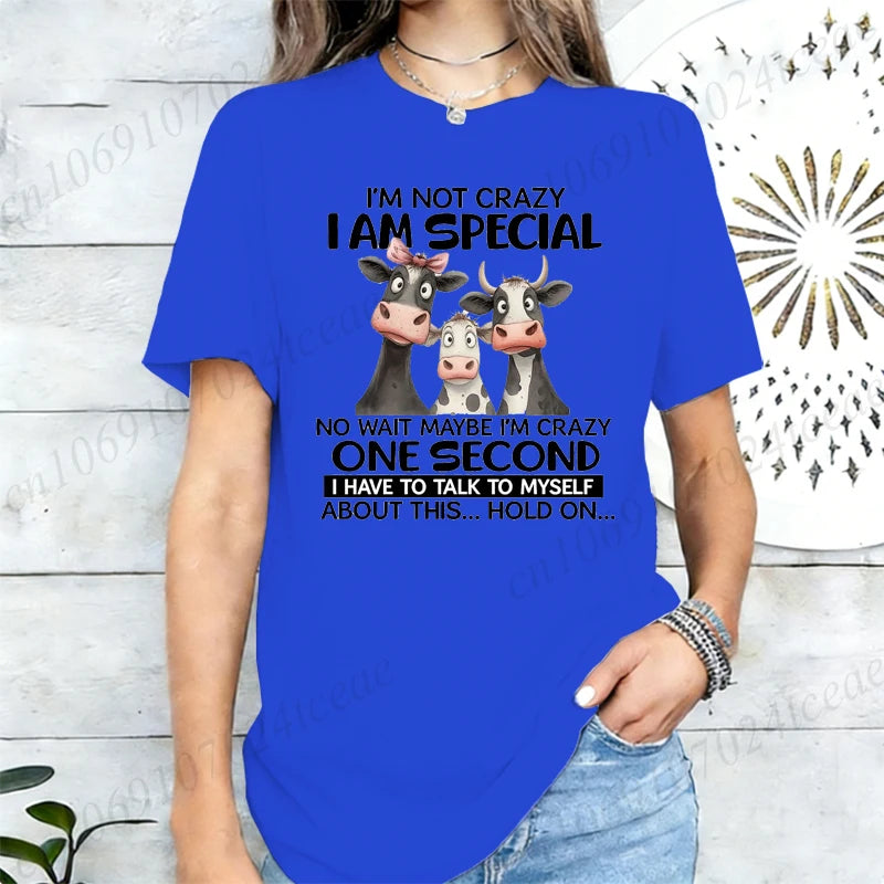 T-shirt Femme "I'm Not Crazy I'm Special" Vêtement Vintage Hip Hop Streetwear Manches Courtes Col Rond T-shirt Décontracté
