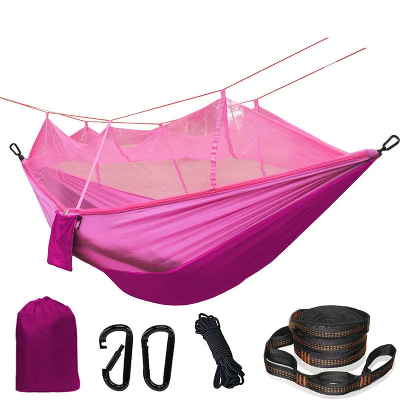 Lightweight Camping hammock with mosquito net Comfortable for Outdoor  Durable breathable 210T parachute nylon material Hammocks