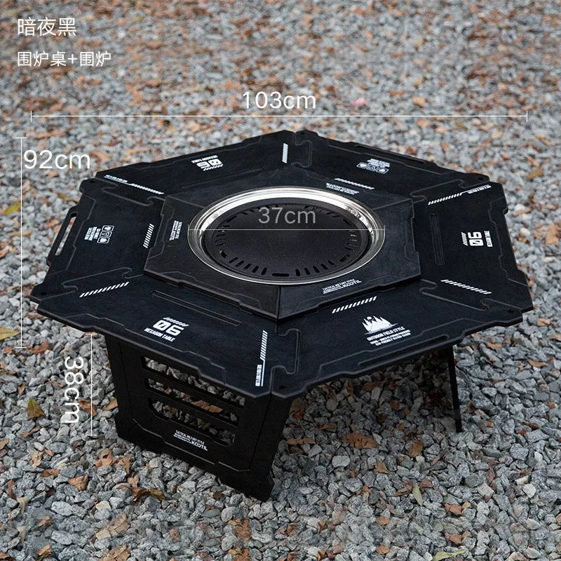 Foldable Detachable Hexagonal Tables Lightweight Convenient Barbecue Picnic Tables Multifunctional Outdoor Camping Furnishings