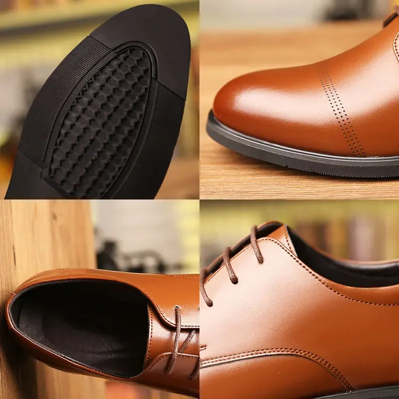 2025 Formal Height Increasing Shoes Man Taller Elevator 6CM Invisible Insole For Men Heighten Increased Oxfords Business Lift