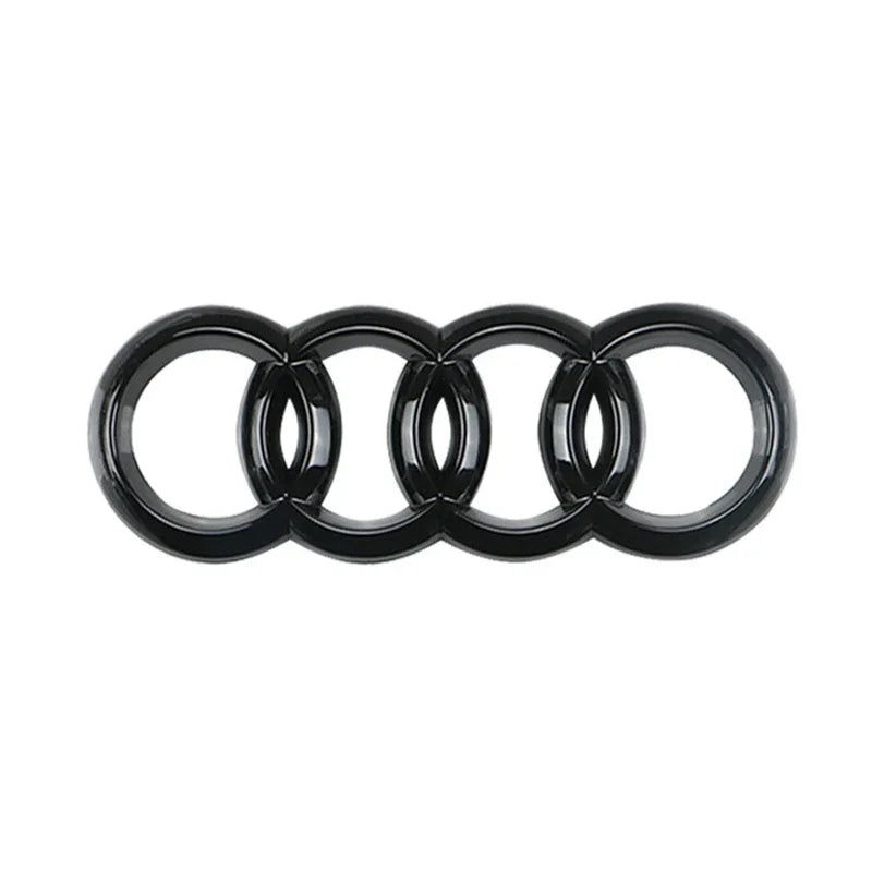 Audi black/silver four ring ABS front hood grille, rear luggage badge sticker, suitable for Audi A1 A3 A4 A5 A6 A7 A8 Q5 Q7 Q8