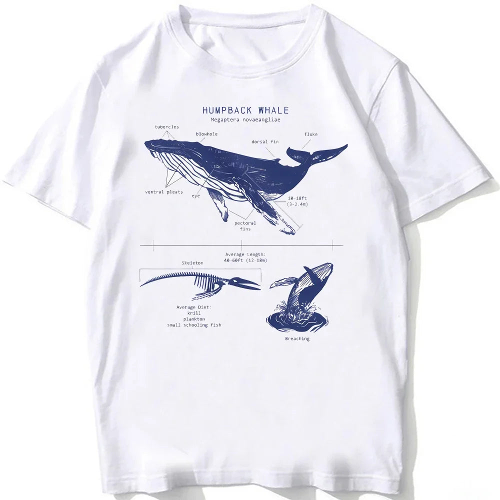 Whale Shark Anatomy Biology T-shirt Unisex Women Hip Hop Casual T Shirts Women Beach Diving White Tshirt Vintage women Tees