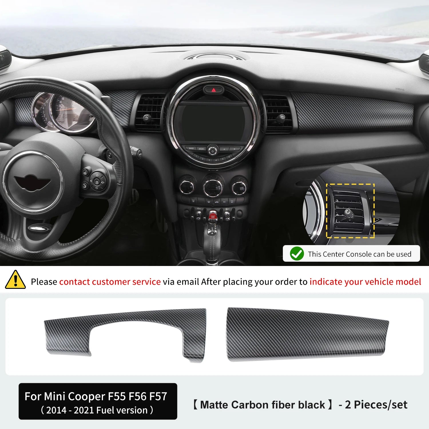 Car Dashboard Decorative Shell ABS Leather For Mini Cooper F55 F56 F57 2014-2021 Center Console Decorative Shell Car Accessories