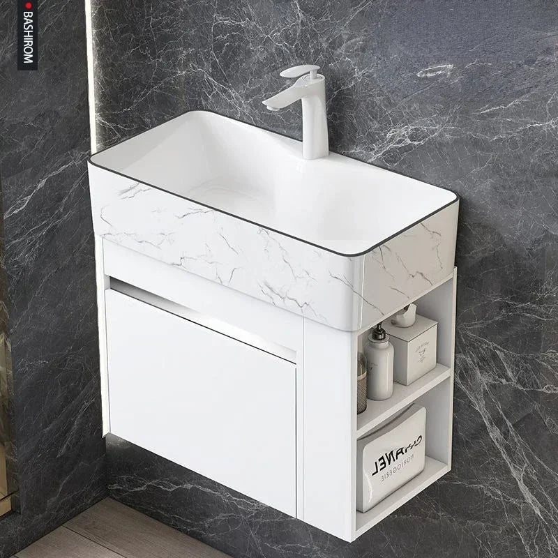 Meuble de salle de bain mini compact, rangement minimaliste, meuble lavabo de salle de bain intégré en céramique, archivadores modernes, mobilier tendance