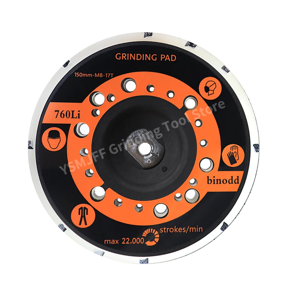 6 Inch 44 Hole Dust Free Backing Plate Hook & Loop Sanding Pad M8-17T Thread Self Adhesive Grinding Pad for FLEX/RUPES Sander