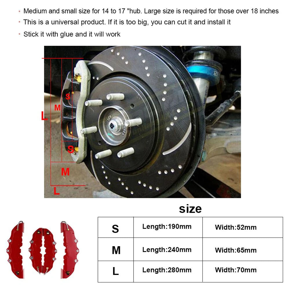 2pcs Car Tire Wheel Hub Disc Brake Caliper Cover Car Disc Brake Caliper Covers Modification for 14-18inch Front Rear Wheel Hub
