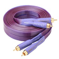 Câble HiFi ERUMPENT OCC 2RCA Bande plate en cuivre pur haut de gamme avec fiches mâles 2RCA plaquées or Câble audio 2RCA vers 2RCA pour amplificateur CD