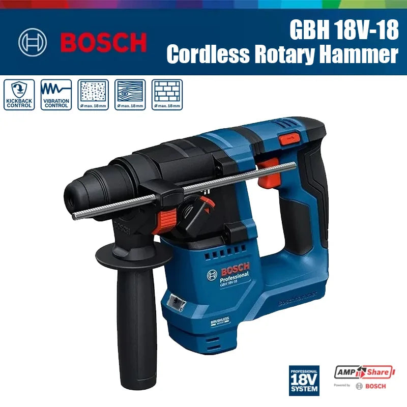 Perforateur-burineur sans fil Bosch GBH 18V-18 1,5 J, SDS PLUS, outils électriques professionnels 18 V sans balais