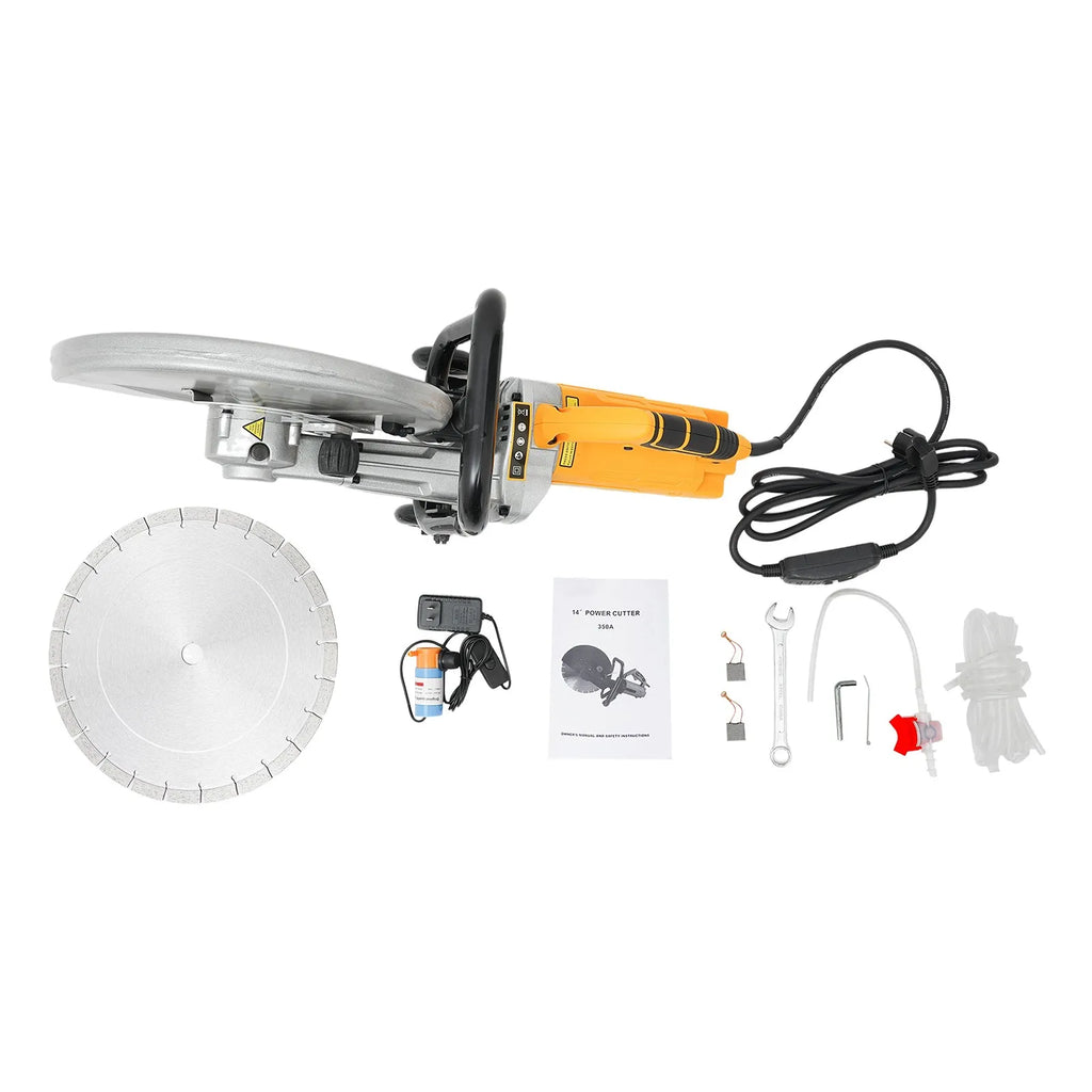 Electric Stone Saw, Concrete Cutting Cutter with 350 mm Saw Blade, 3000 W, Stone Cutter,Dust-free Cutting Separator w/Water Pump