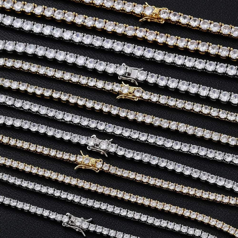D VVS1 Moissanite Tennis Necklace 2/3/4/5mm for Women Exquisite 925 Sterling Silver Jewelry Simulated Diamond Necklaces Gifts
