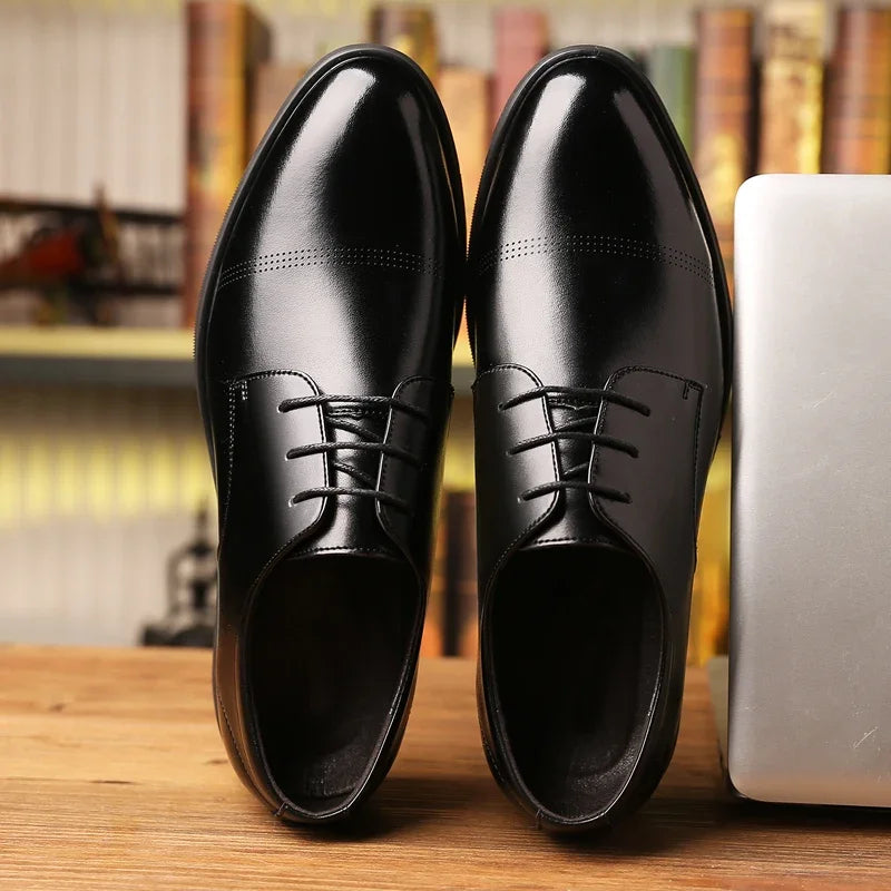 2025 Formal Height Increasing Shoes Man Taller Elevator 6CM Invisible Insole For Men Heighten Increased Oxfords Business Lift