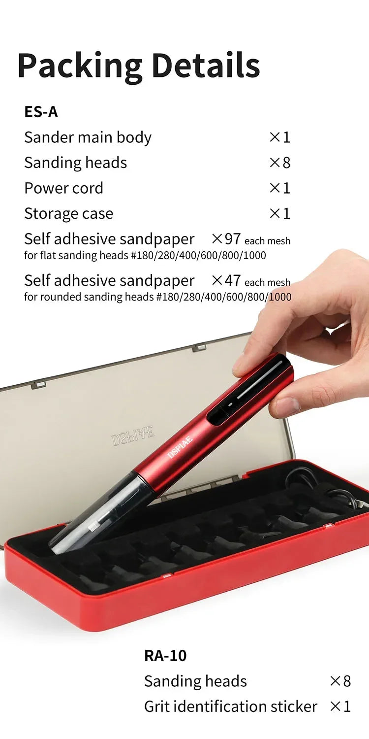 DSPIAE DIY ES-A Reciprocating Sander Electric Grinding Pen Plastic Model Sanding Paper Head for Military Model Craft Tools Hobby