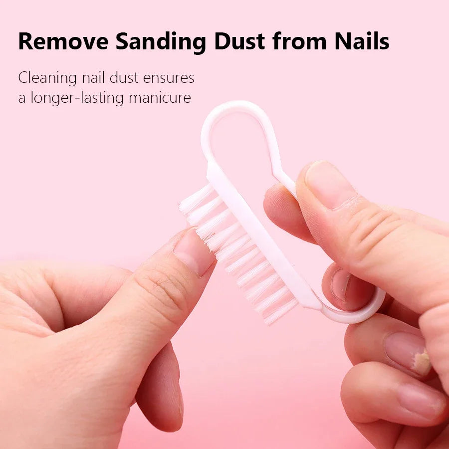 5Pcs Plastic Nail Brushes Hand Scrubbing Cleaning Brush Dust Cleaner Nail Art Manicure Soft Remover Tools