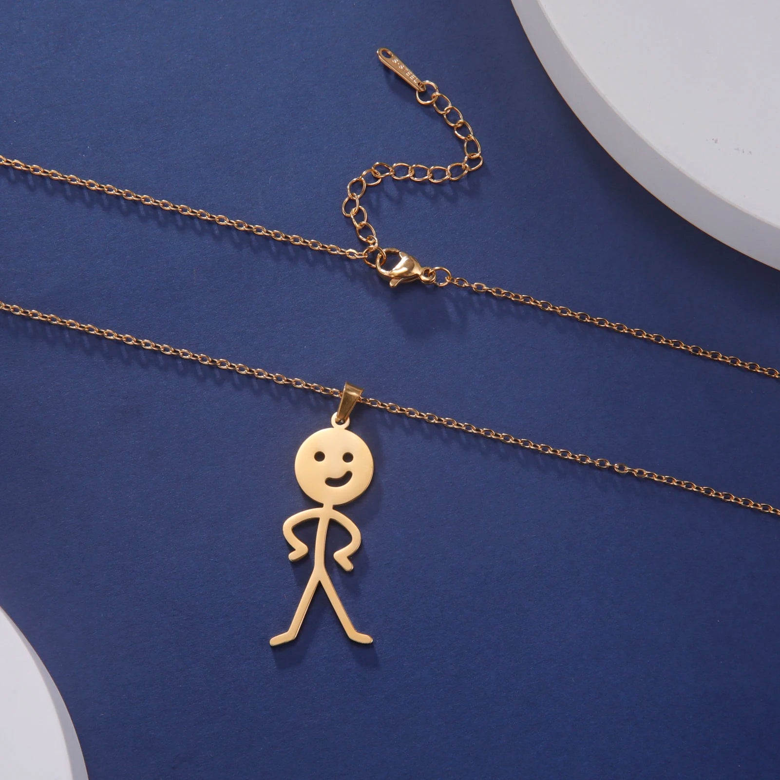 Skyrim Hip Hop Doodle Necklace for Men Women Stainless Steel Long Neck Chain Fashion Middle Finger Stickman Jewelry New