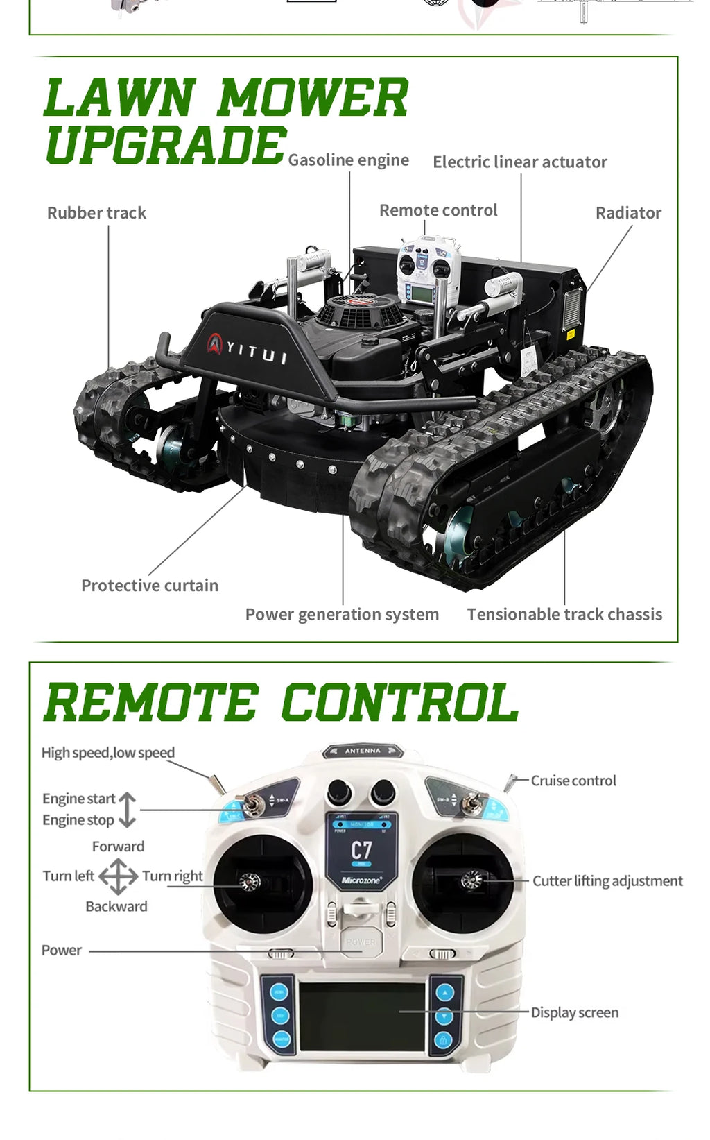 Customized Long-battery-life Remote Control Lawn Mower Removal Large Remote-Controlled Lawn Mower Climbing-capable Lawn Mower