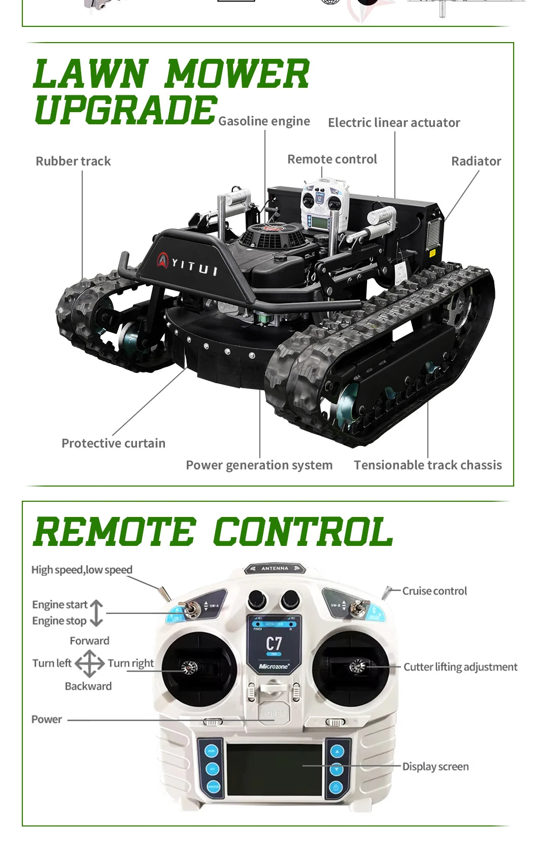 Customized Long-battery-life Remote Control Lawn Mower Removal Large Remote-Controlled Lawn Mower Climbing-capable Lawn Mower