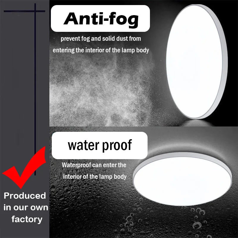 Plafonniers LED étanches pour salle de bain 18W 30W 40W, luminaires LED ronds pour cuisine, salon, balcon, toilettes 110V 220V