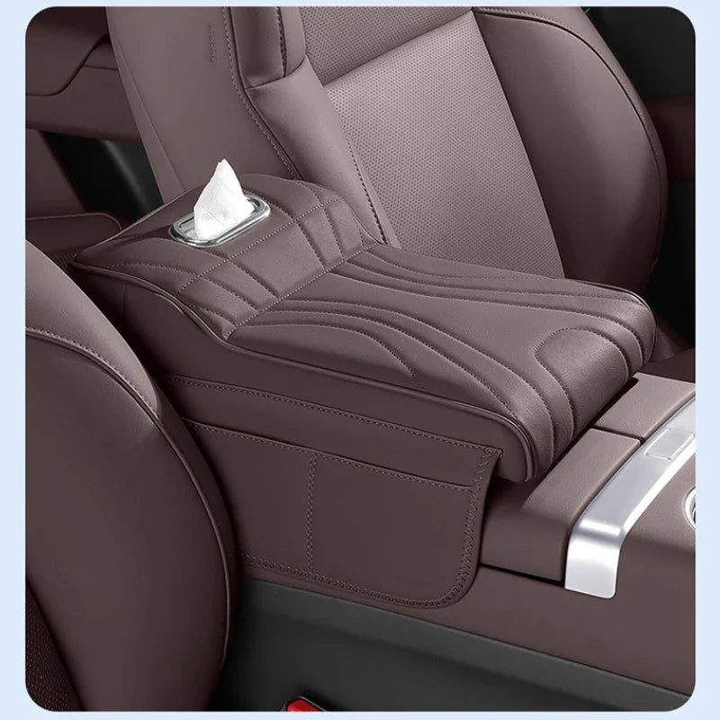 For jaecoo j7 JETOUR T2 Haval H9 2rd 2024 2025 Car Armrest Box Height Increase Pad with Storage Bag Car Leather Protective Cover