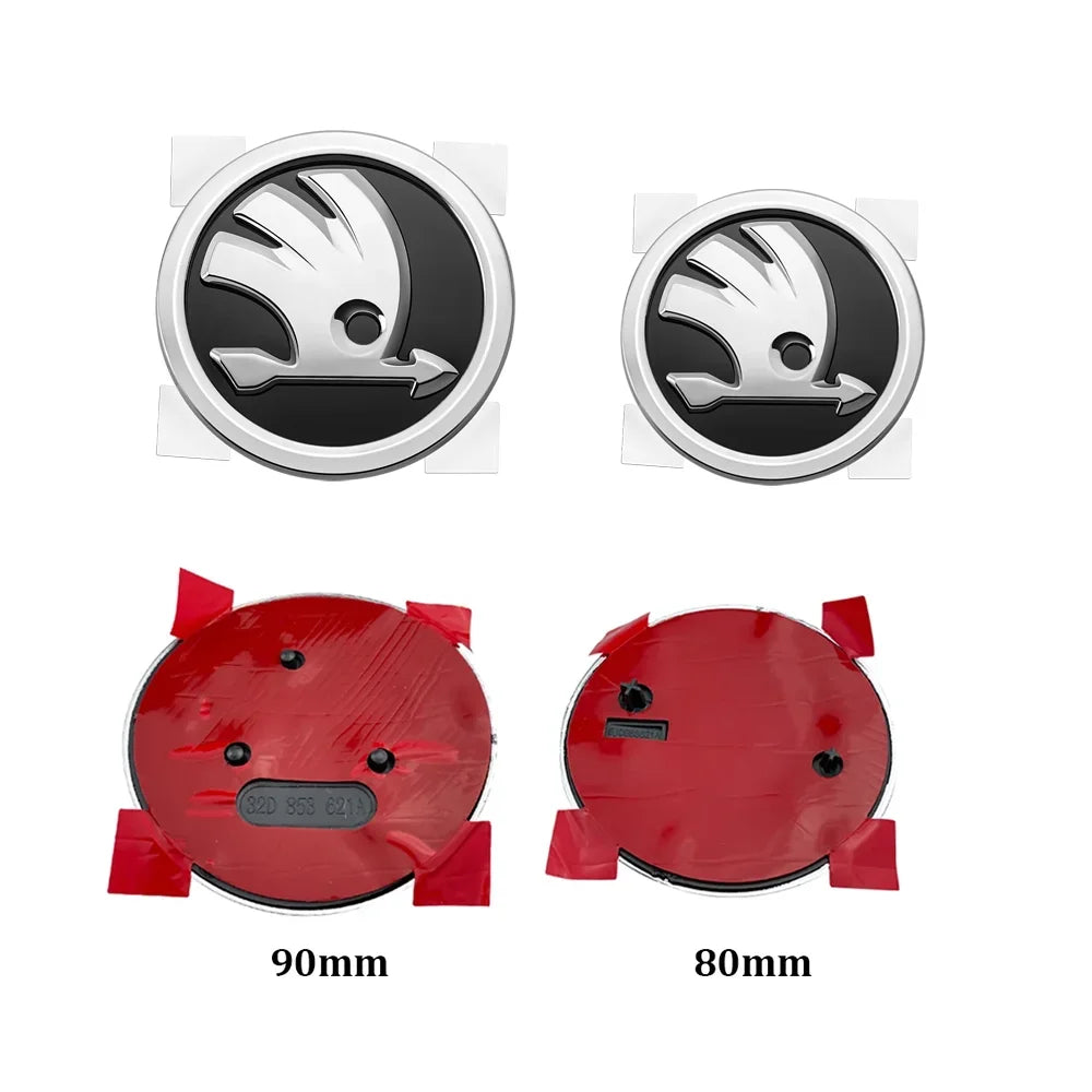 80mm 90mm ABS Emblem For Skoda Fabia 1 2 Octavia a7 RS Superb Rapid Yeti Karoq Vision Car Head Front Rear Boot Tailgate Sticker
