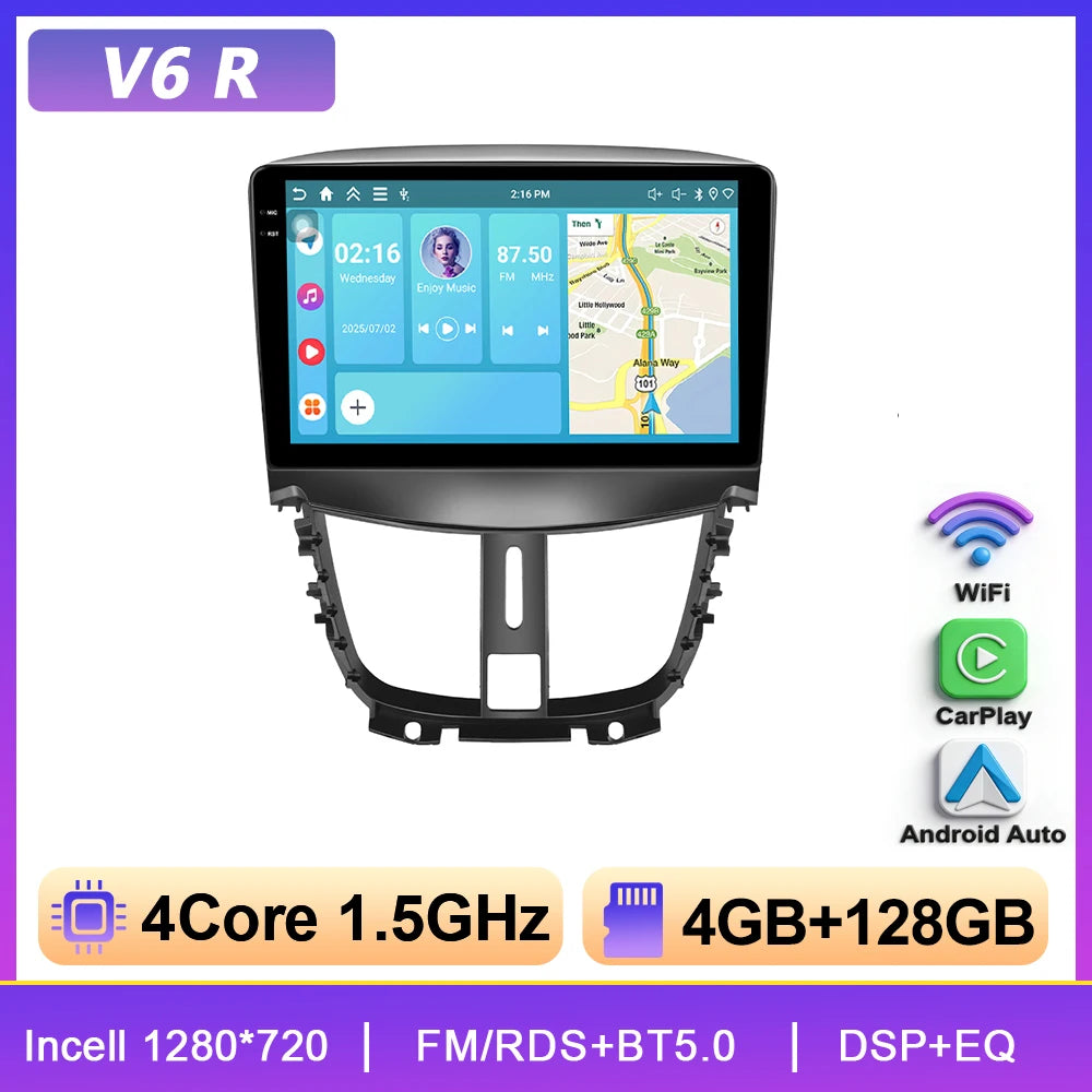 Podofo 6+128G Wireless CarPlay Car Radio