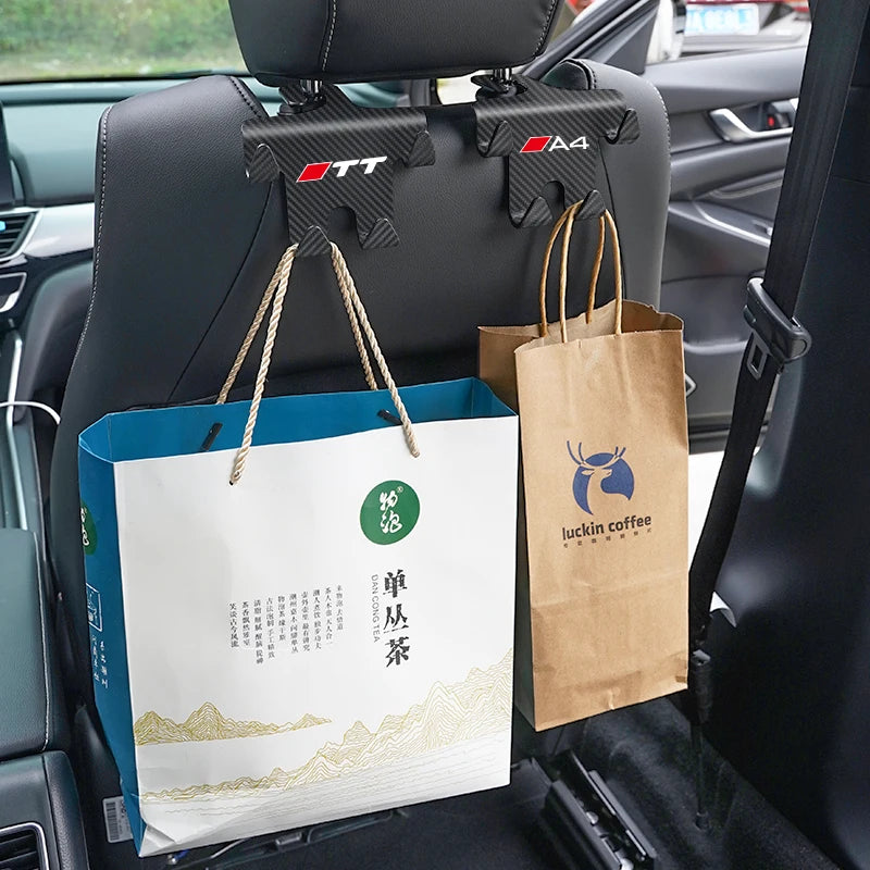 Car Back Seat Hook Hanging Storage Mobile Phone Holder For Audi Sline A3 A4 A5 A6 A7 A1 A2 A8 Q1 Q2 Q3 Q4 Q5 Q6 Q7 Q8 TT RS3 RS7