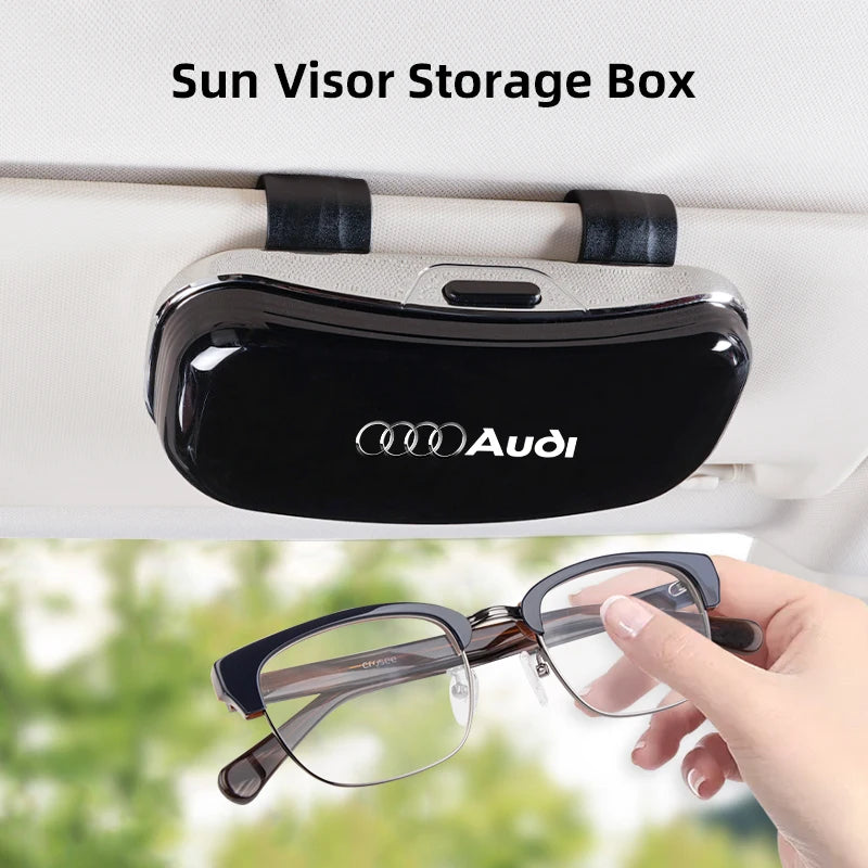 Audi Car Visor Glasses Box Auto Sunglasses Storage Case sticker For Audi Sline A3 A4 A5 A6 A7 A8 Q2 Q3 Q4 Q5 Q6 Q7 Q8 B6 C6