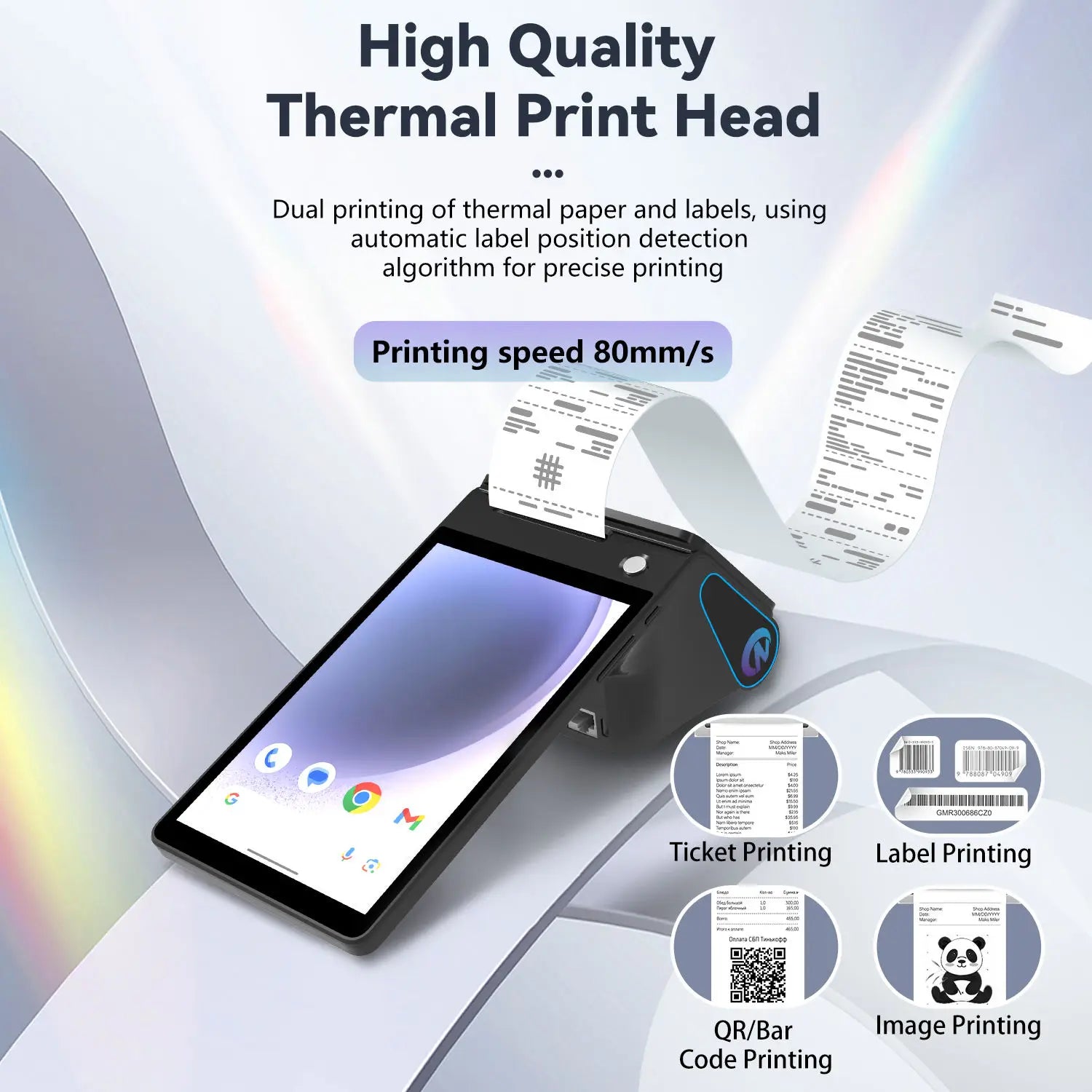 Z108 Android 14 Dual-Screen Desktop Tablet Cash Register with 8" Touch Display NFC Scanner 58/80mm Thermal Printer POS Terminal