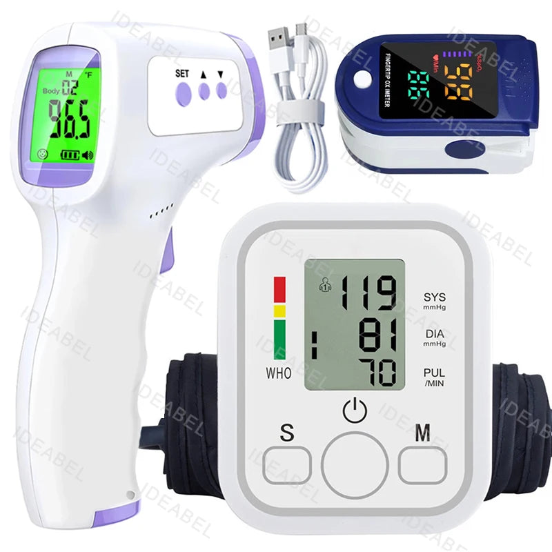 Digital Arm Blood Pressure Meter Cuff Medical Automatic Pressure Tonometer Tensiometer Heart Rate Pulse Meter BP Monitor Healthy