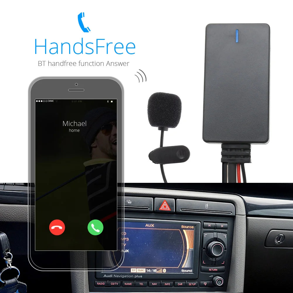 Car Bluetooth Kit Handsfree AUX-IN Audio Cable Adapter for Audi A3 A4 A6 A8 TT R8 RNS-E Navigation Plus Radio Stereo 32 Pin Port