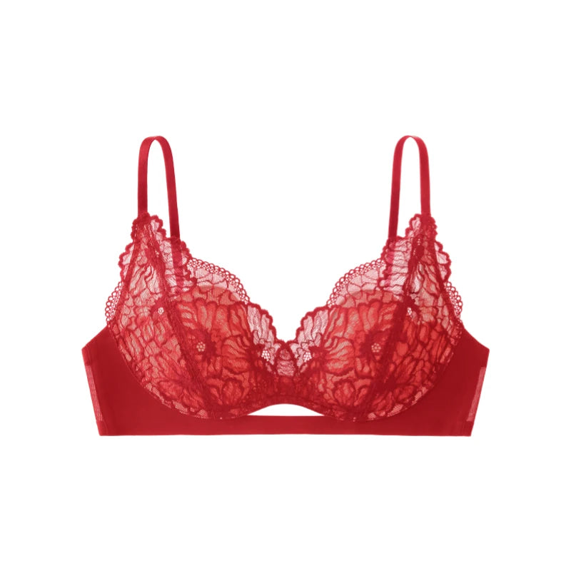 SUJIIN Soutien-gorge Push Up Sexy en Dentelle pour Femmes Sans Armature, Soutien-gorge Petit Buste Noir pour Femmes Été Fin Confort Bralettes Lingerie pour Dames MX325