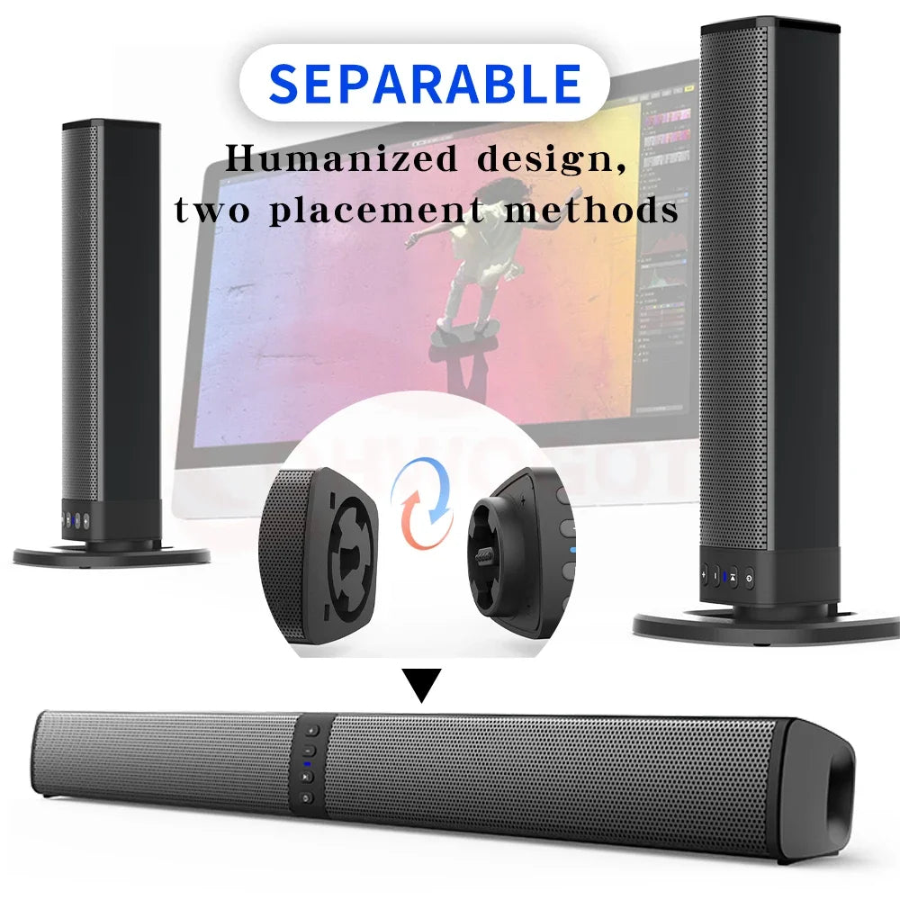 Enceinte Bluetooth sans fil portable super puissante Stéréo Surround barre de son caixa de som Boîte de son TV Maison Subwoofer Radio FM