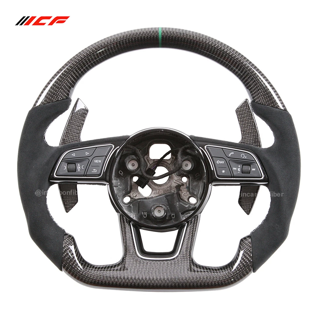 ICF Carbon Fiber Steering Wheel For Audi A3 A4 B9 RS3 S3 RS4 S4 A5 S5 Customized Suede Leather