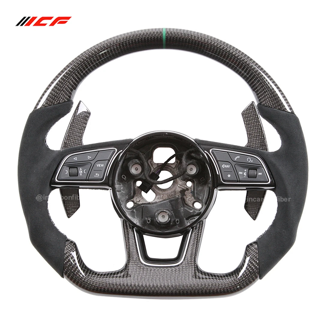 ICF Carbon Fiber Steering Wheel For Audi A3 A4 B9 RS3 S3 RS4 S4 A5 S5 Customized Suede Leather