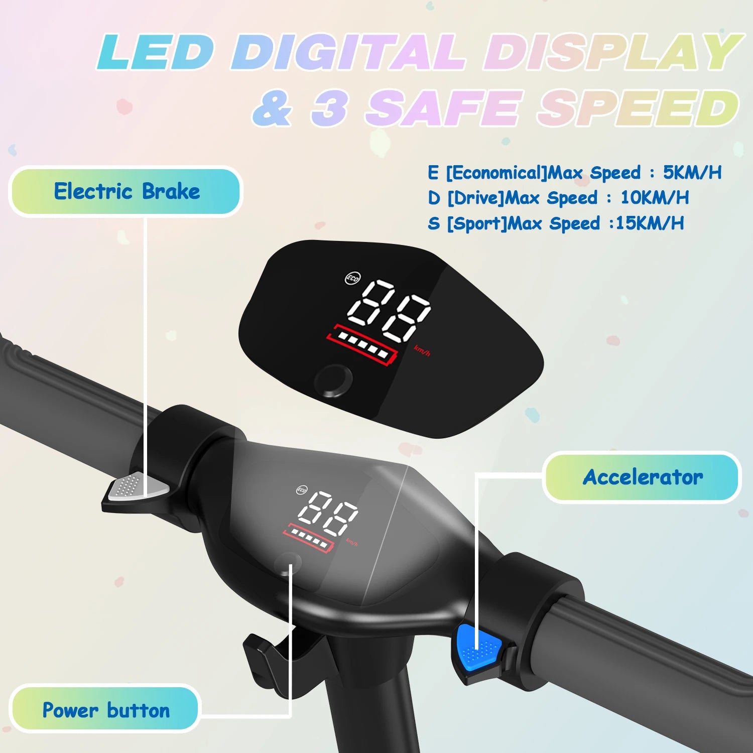 RCB R12 6-12 year old child electric scooting Lights RGB Non-zero start Double brake LCD screen 3-speed foldable