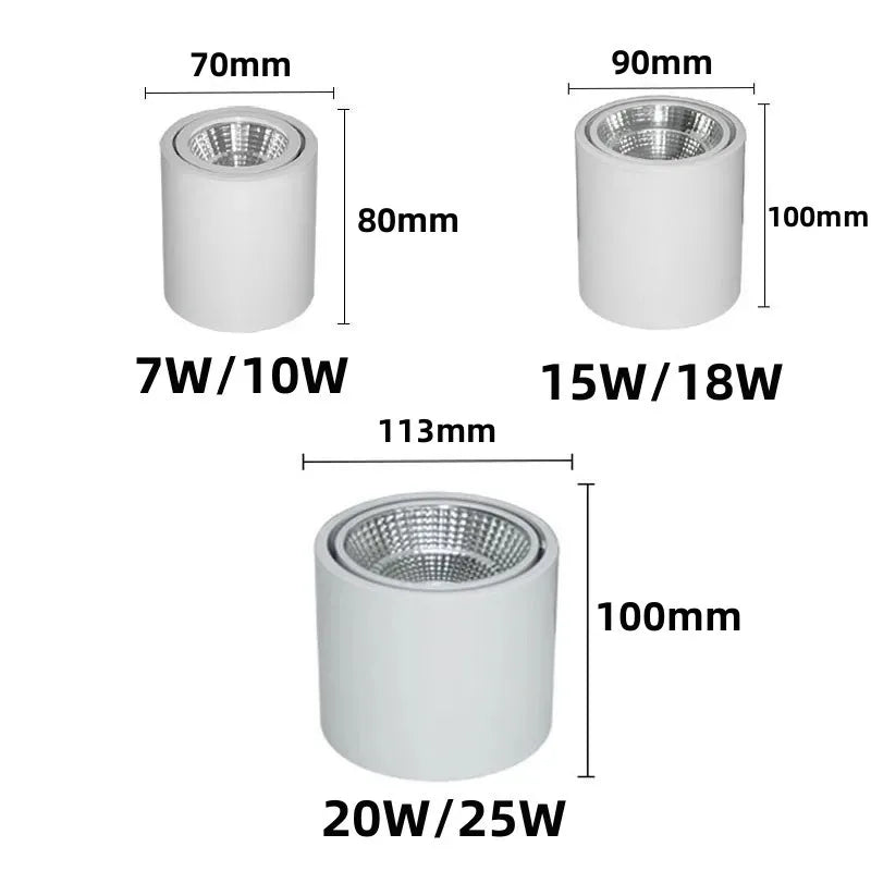 Plafonnier LED rotatif de haute qualité, encastré, COB, 25W/20W/15W/12W/10W/7W, CA 110V/220V, spot réglable