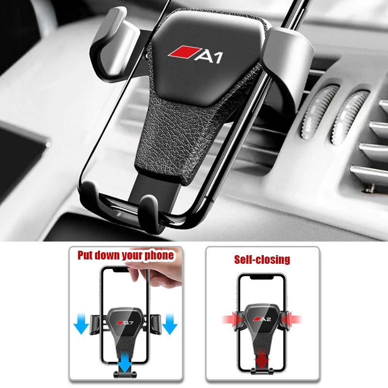 Gravity Car Phone Holder Air Vent GPS Stand Accessories For Audi A3 A4 A5 A6 A7 A1 A2 A8 Q1 Q2 Q3 Q4 Q5 Q6 Q7 Q8 TT RS3 RS7 RS5