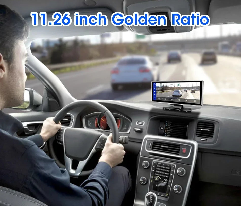 Srnubi 11.26" Dash Cam Rearview Carplay Android Auto 4K DVR Navigation Player Dual Lens Recorder Dashboard WIFI BT AUX GPS FM
