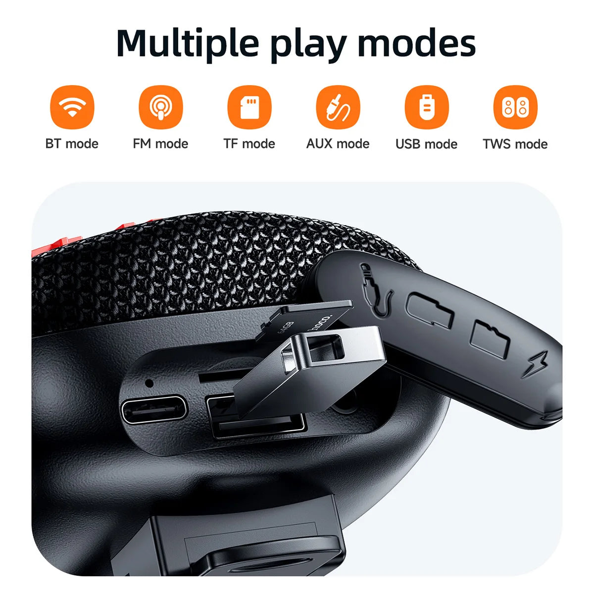 HOCO HC35 Outdoor Riding Bluetooth 5.4 Speaker Wireless Mini Audio Music Player Supports Bluetooth Playback FM TF Card USB Flash