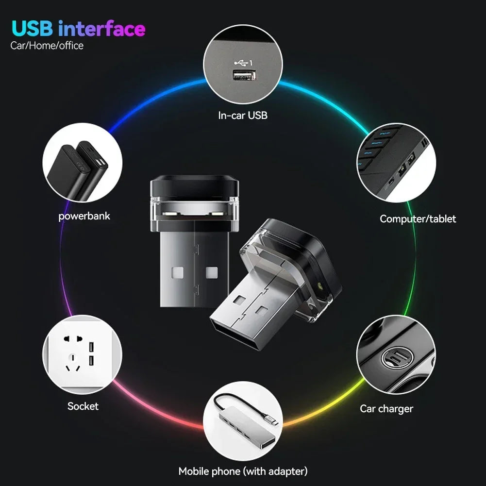 1/2PCS Mini USB Car LED Light Auto LED Interior Lighting DC 5V USB LED Atmosphere Light Laptop Keyboard Light Decoration Night