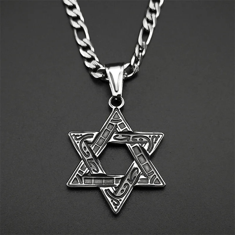 Stainless steel Star of David pendant, Jewish six-pointed symbol necklace, available in gold and silver, jewelry accessory