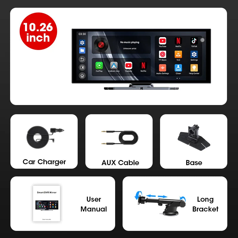 Jansite Universal Car Multimedia Video Player Bluetooth Wireless Carplay Android Auto Screen Stereo Radio for YouTube Netflix