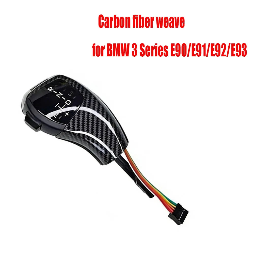 Pommeau de levier de vitesse électronique LED pour BMW E60 E61 E63 E64 E90 E92 E93 M3 M5 M6 fibre de carbone/noir/argent levier de vitesse automatique