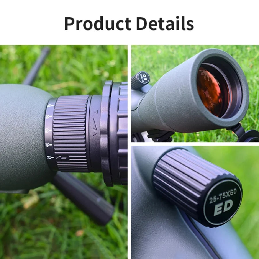 CAOX Essential for Camping and Hiking, 25-75x60 High-Power Zoom HD Monocular Telescope, Perfect for Birdwatching and Sightseeing