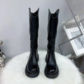 2025 Woman's Boots Autumn New Fashion Platform Long Pipe Knight Boots Casual Women's Medium Heel Knee High Boots Botas Mujer