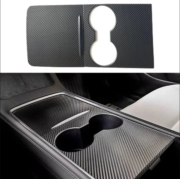 for Tesla Model Y 3 2023 ABS Carbon Fiber Center Console Wrap Cover Kit Dashboard Armrest Door Side Trim Sticker Accessories