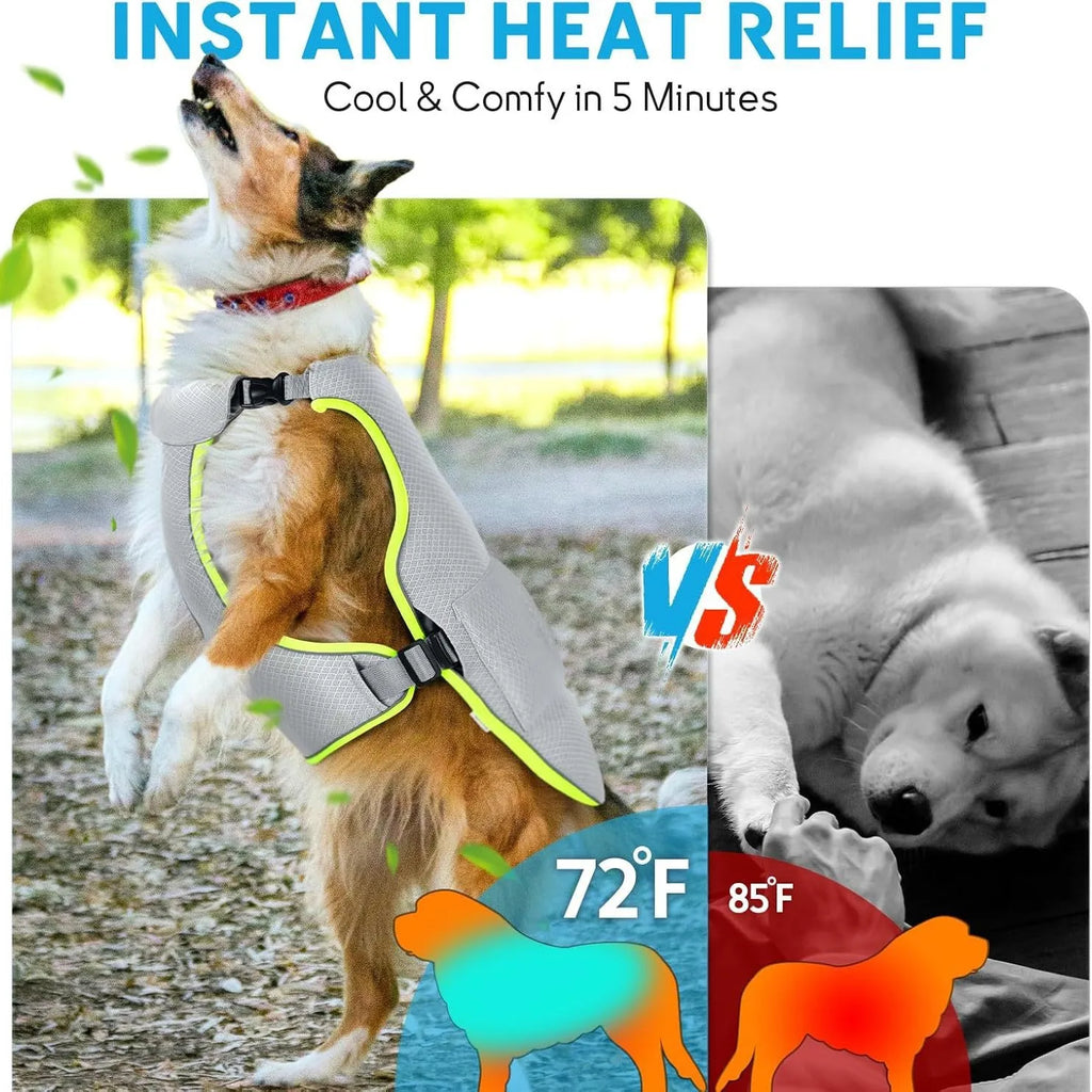 Dog Cooling Vest with Ice Pack Breathable Mesh Sun Protection Adjustable Summer Cool Jacket for Small Medium Large Dogs Puppy