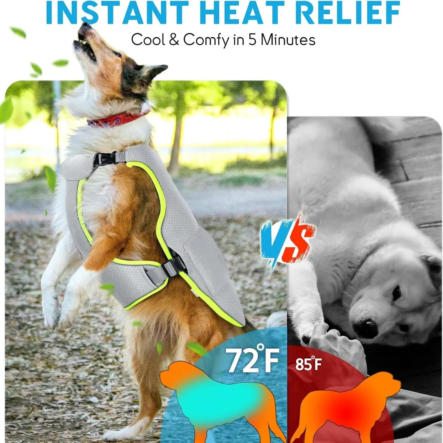 Dog Cooling Vest with Ice Pack Breathable Mesh Sun Protection Adjustable Summer Cool Jacket for Small Medium Large Dogs Puppy