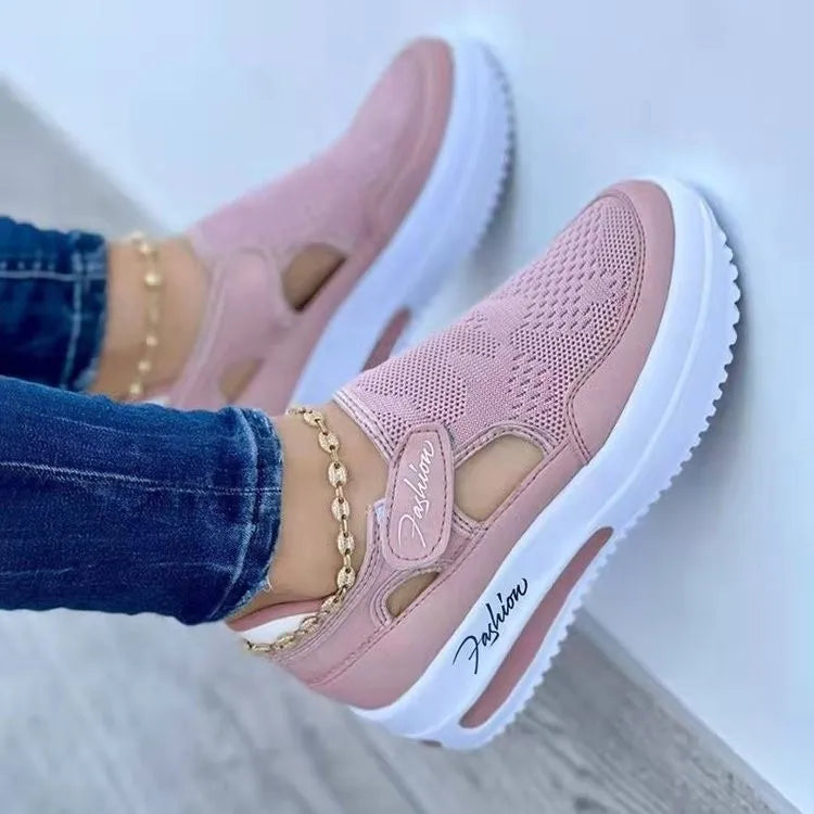 2025 Summer New Breathable Mesh Wedge Casual Sport Shoes Plus Size 43 Non Slip Woman Vulcanize Shoes Platform Women Sneakers