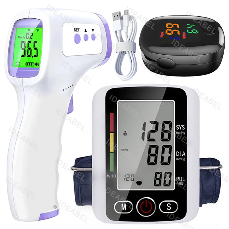 Digital Arm Blood Pressure Meter Cuff Medical Automatic Pressure Tonometer Tensiometer Heart Rate Pulse Meter BP Monitor Healthy